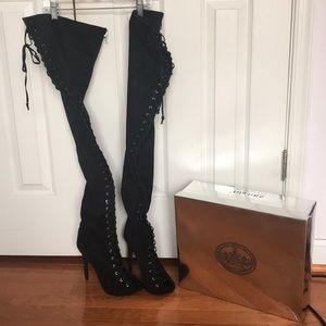 Zigi Girl Piarry Thigh High Lace Up Heel Boots